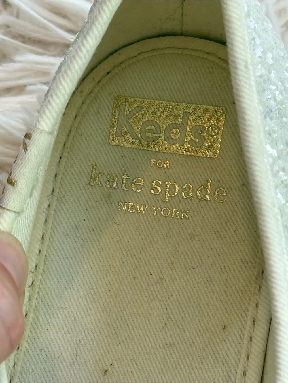 Keds x Kate Spade Glitter Platform Sneakers White Sparkle Shoes Size 8